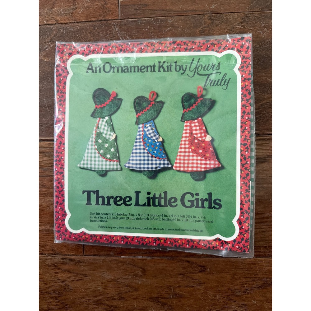 Vintage Yours Truly Three Little Girls Ornament Kit Sewing Fabric DIY Christmas